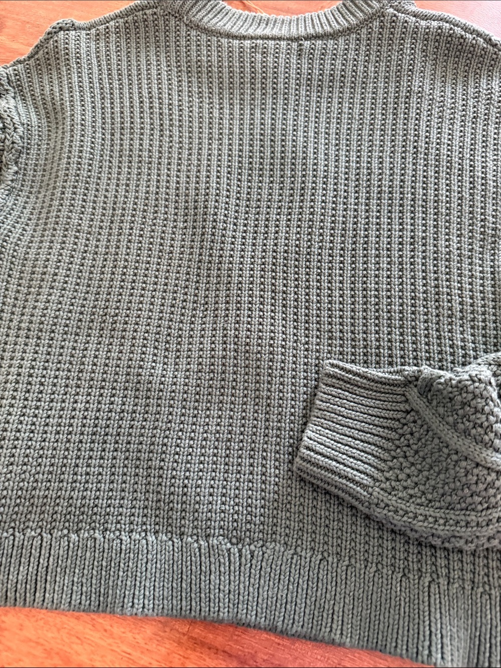 Quince green lCable Knit Crewneck Sweater - Picture 6 of 6